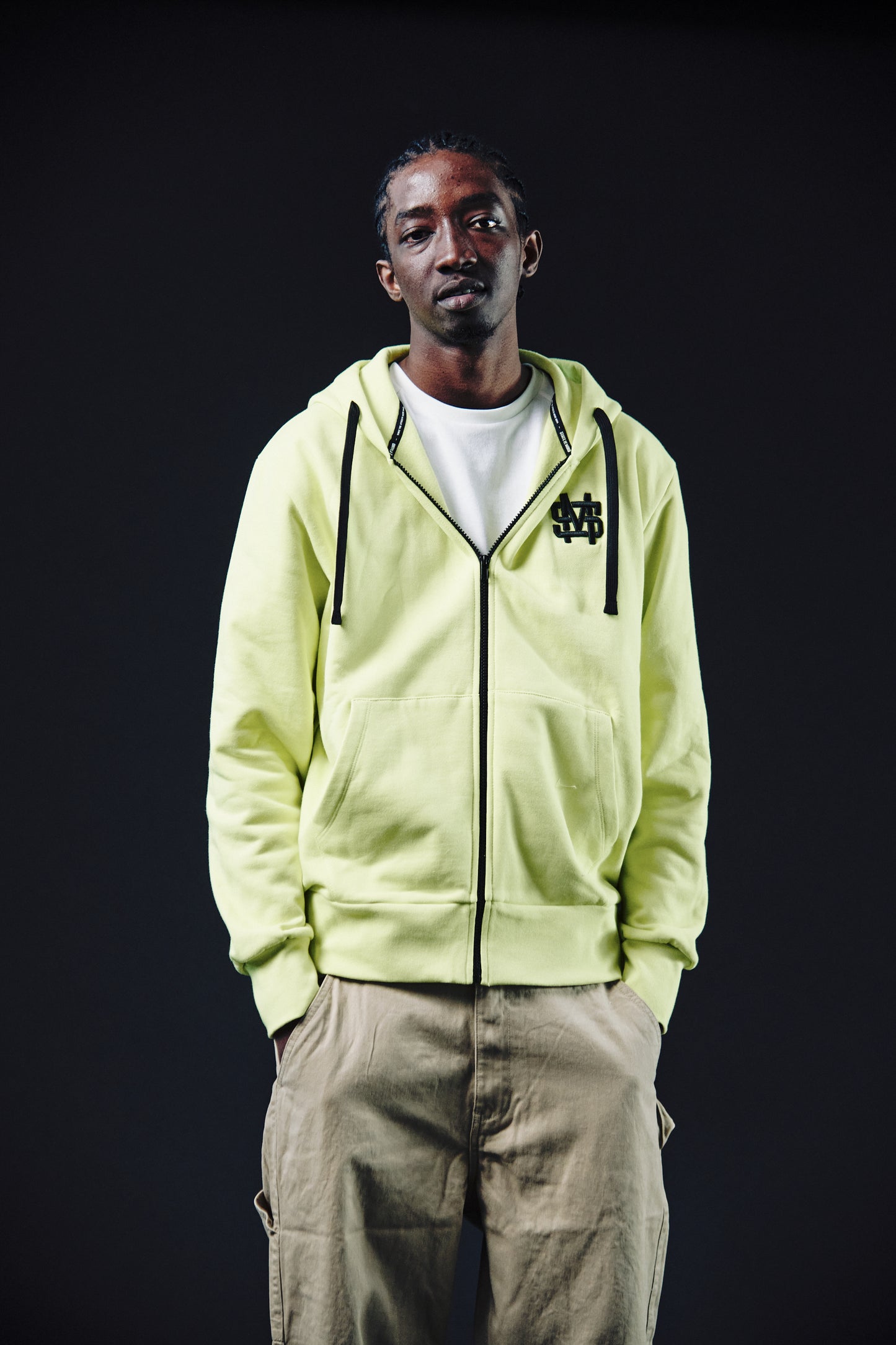"MONOGRAM" Hoodie Zip Lime