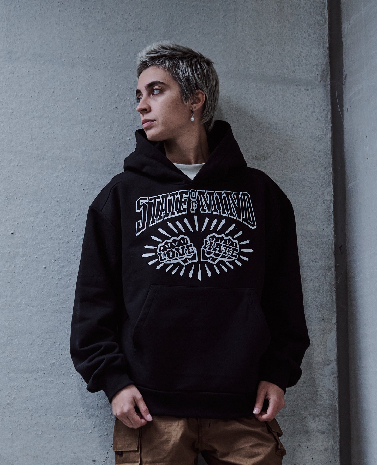 "LOVE AND HATE" Hoodie Black