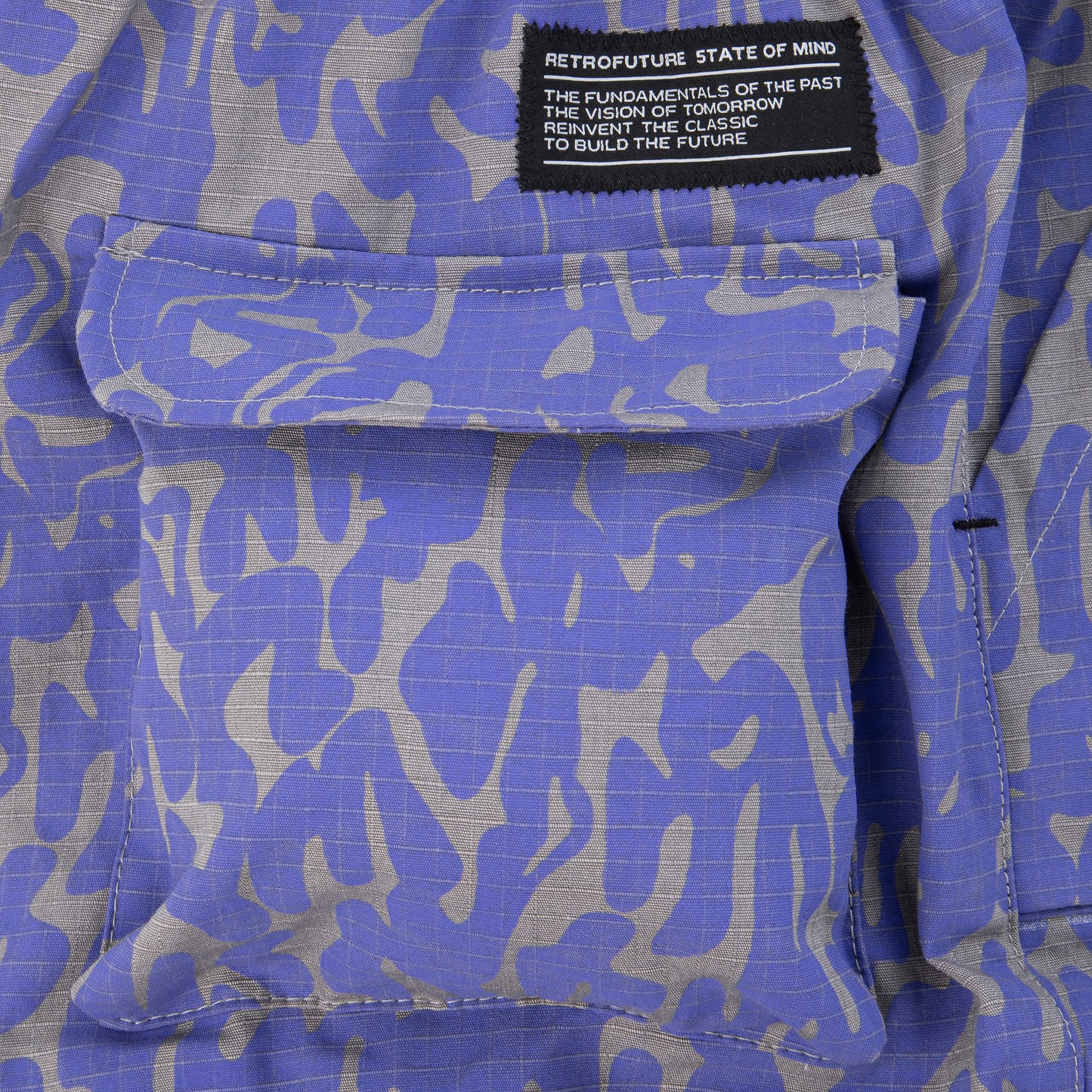 "RETROFUTURE CARGO" Cargo Short Ripstop Denim Camo