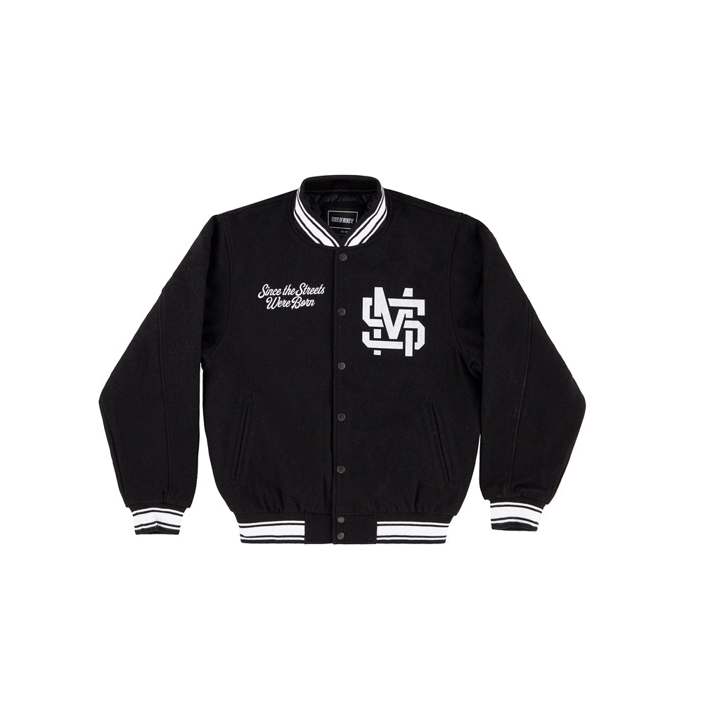 " MONOGRAM " Varsity Jacket Black