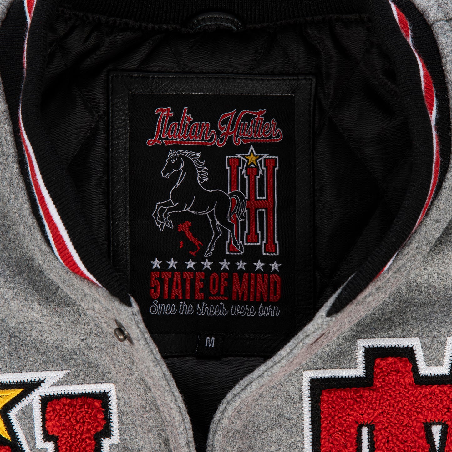 "ITALIAN HUSTLER" by Guè Varsity Dark Grey