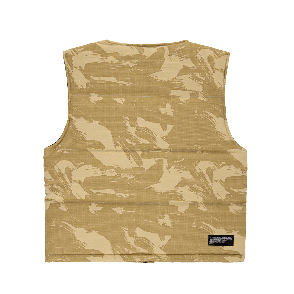 " RETROFUTURE BASIC " Puffer Rider Vest Beige/Camo