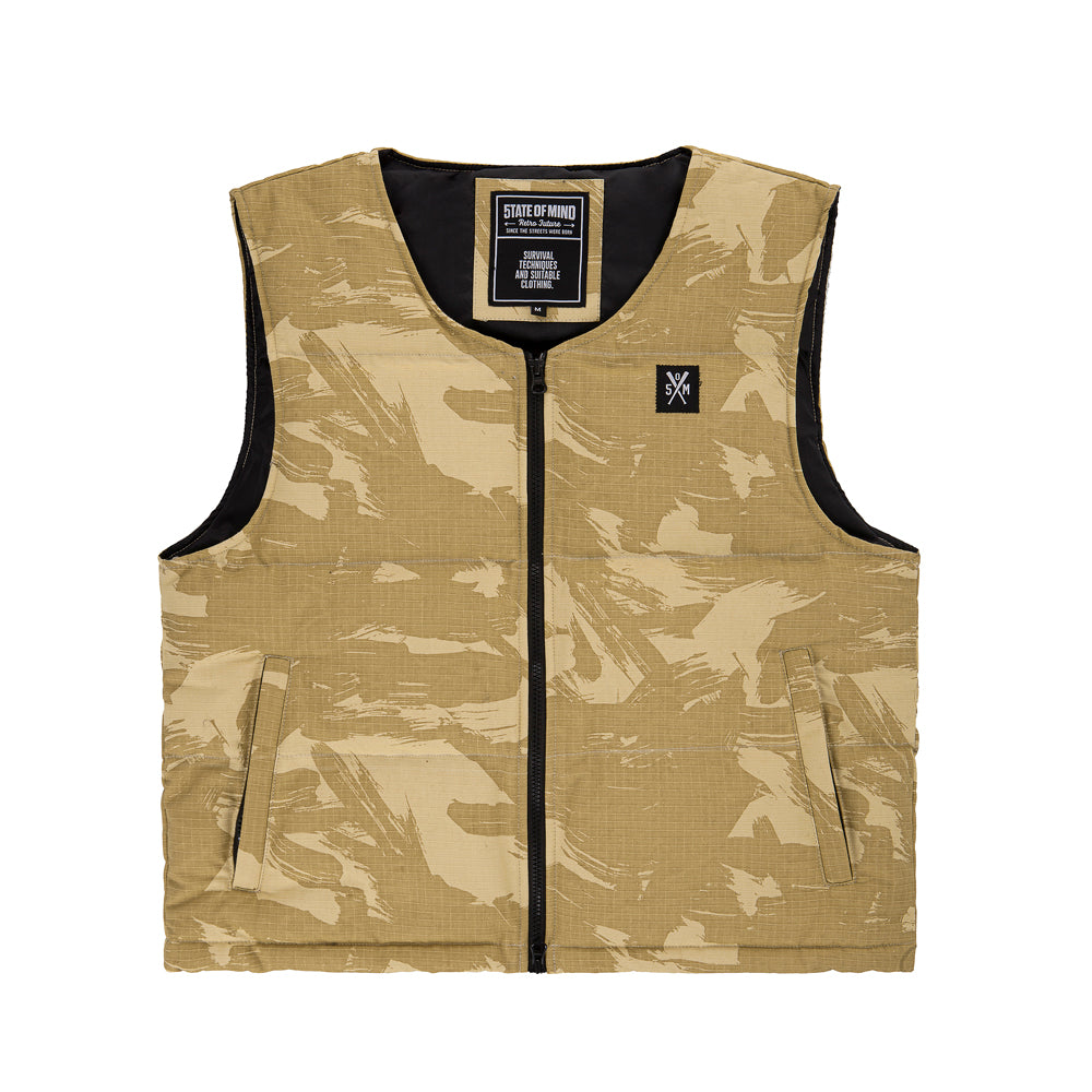 " RETROFUTURE BASIC " Puffer Rider Vest Beige/Camo