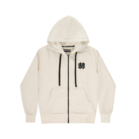 "MONOGRAM" Hoodie Zip White