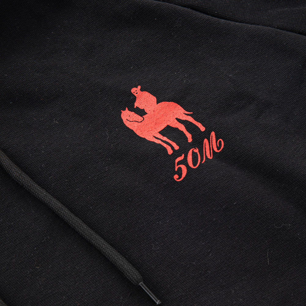 " 5OM 5PORTWEAR " Raglan Hoodie Black