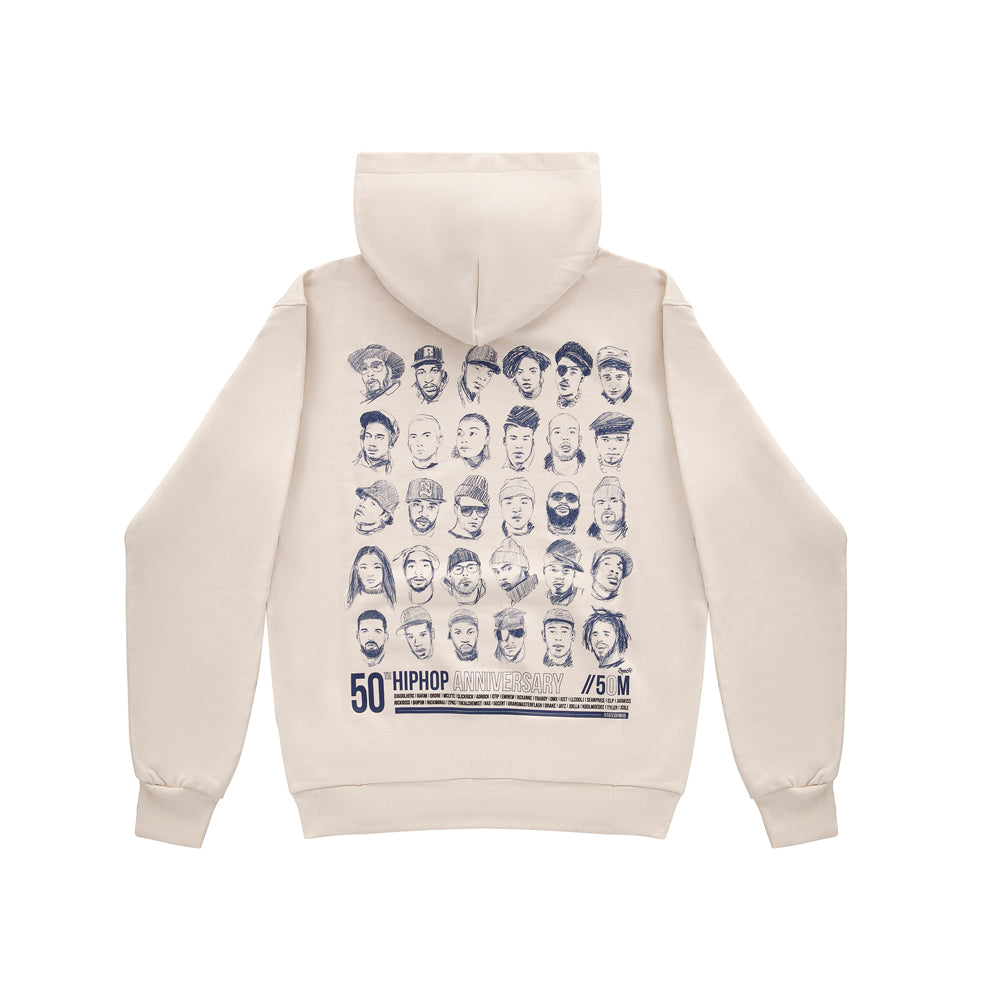 " 5OM HIP HOP ANNIVERSARY " Hoodie Beige Blu