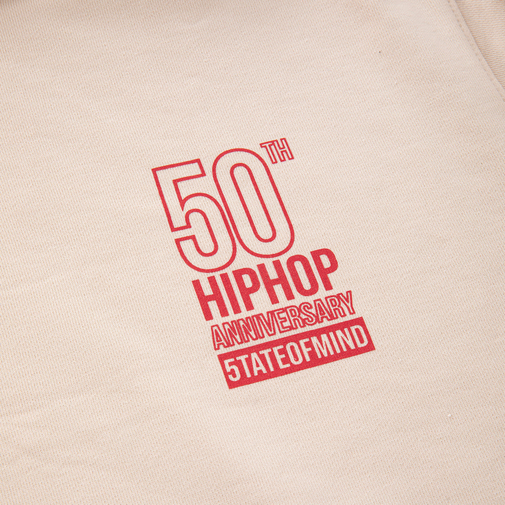 " 5OM HIP HOP ANNIVERSARY " Hoodie Beige Rossa