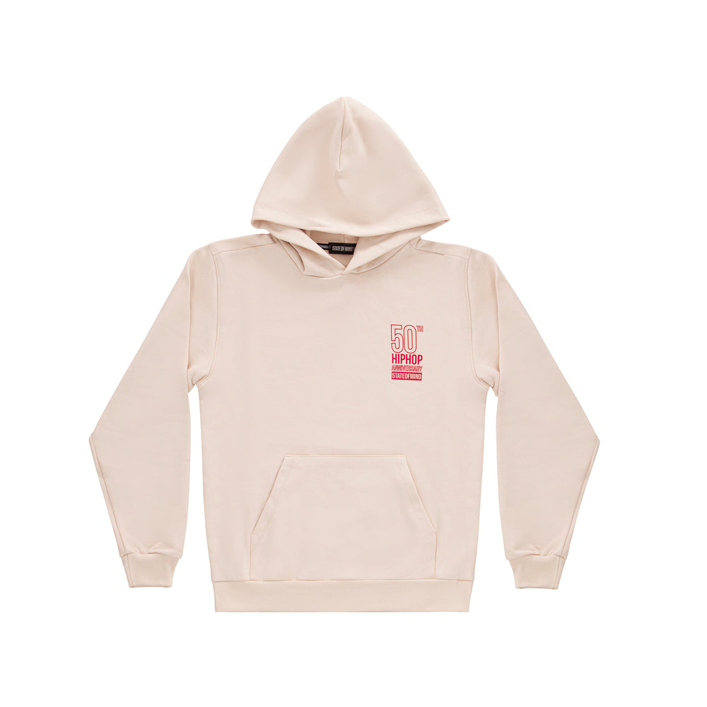 " 5OM HIP HOP ANNIVERSARY " Hoodie Beige Rossa