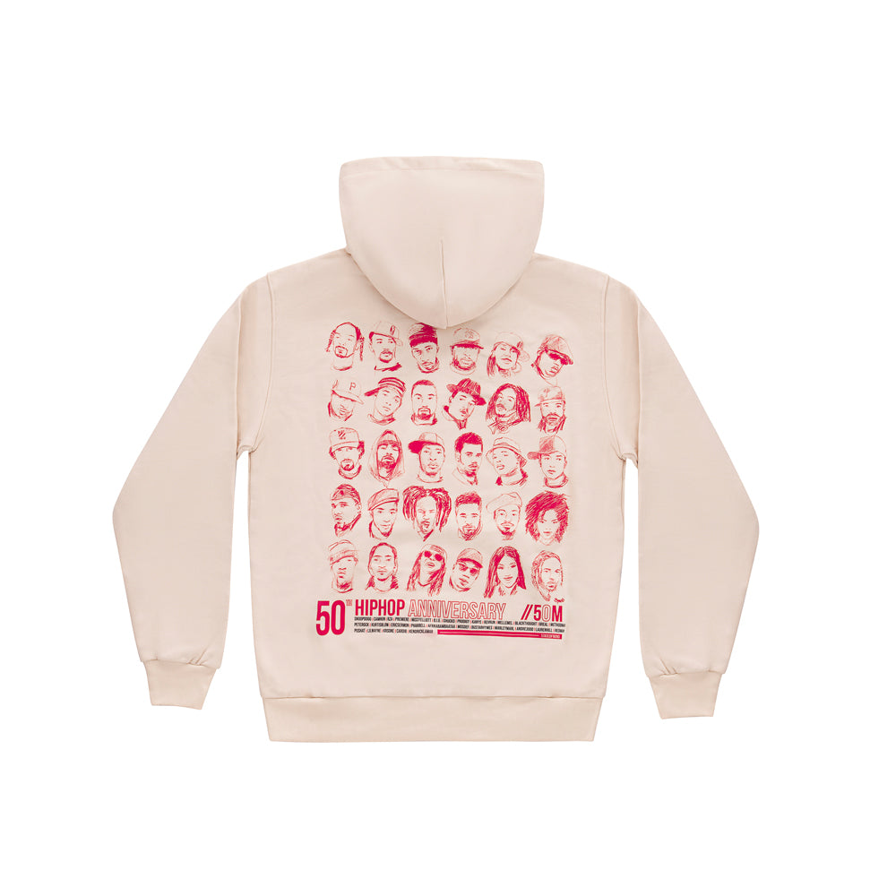 " 5OM HIP HOP ANNIVERSARY " Hoodie Beige Rossa