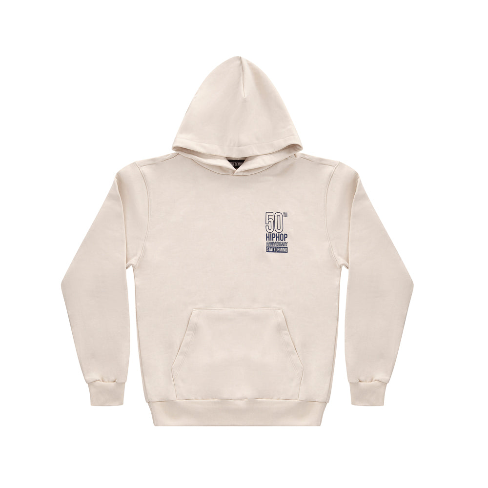 " 5OM HIP HOP ANNIVERSARY " Hoodie Beige Blu