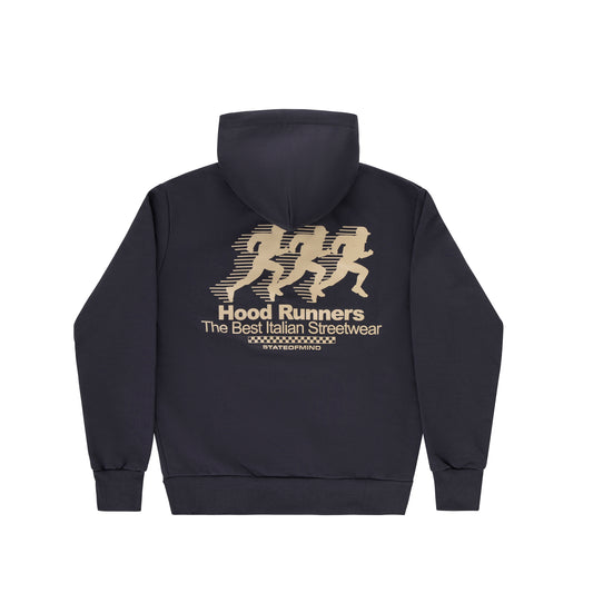 "HOOD RUNNERS" Hoodie Zip Dark Grey