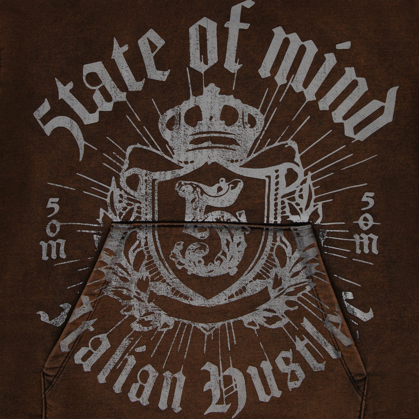 "ITALIAN HUSTLER" by Guè Hustler Kingdom Hoodie Rust