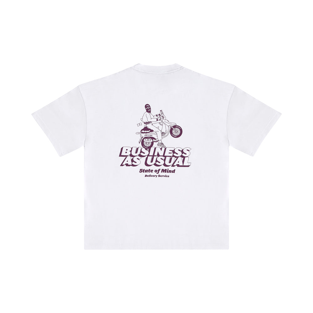 " BUSINESS AS USUAL " Oversize T-Shirt White