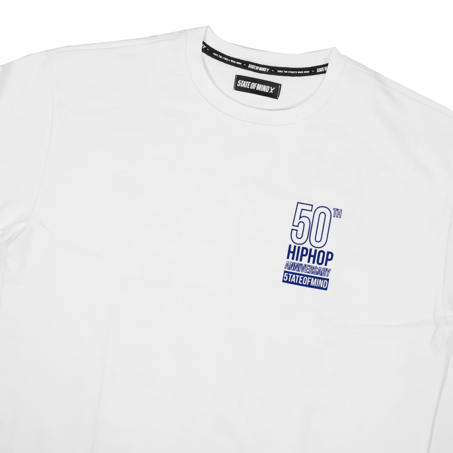 " 5OM HIP HOP ANNIVERSARY " T-Shirt Bianca Blu