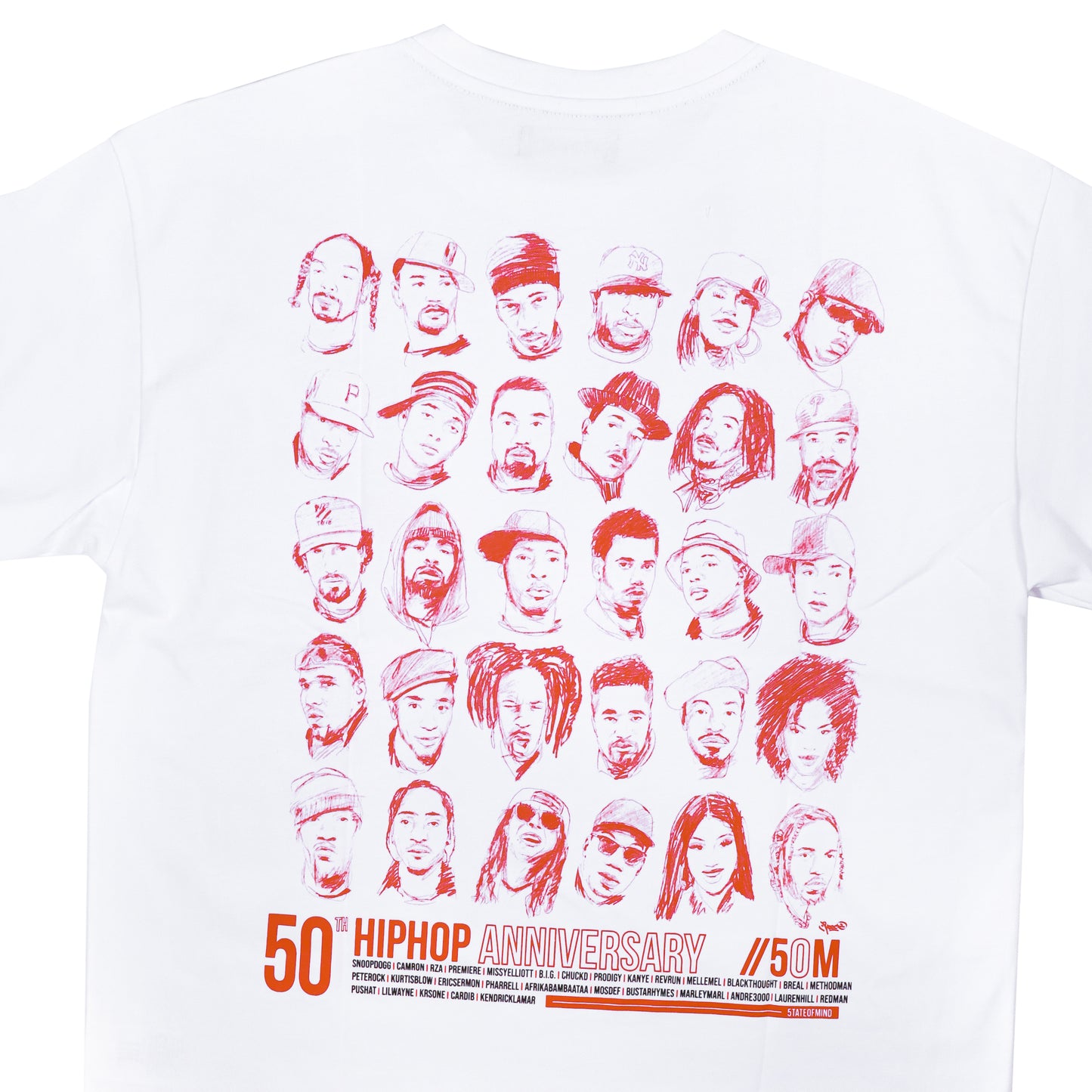 " 5OM HIP HOP ANNIVERSARY " T-Shirt Bianca Rossa