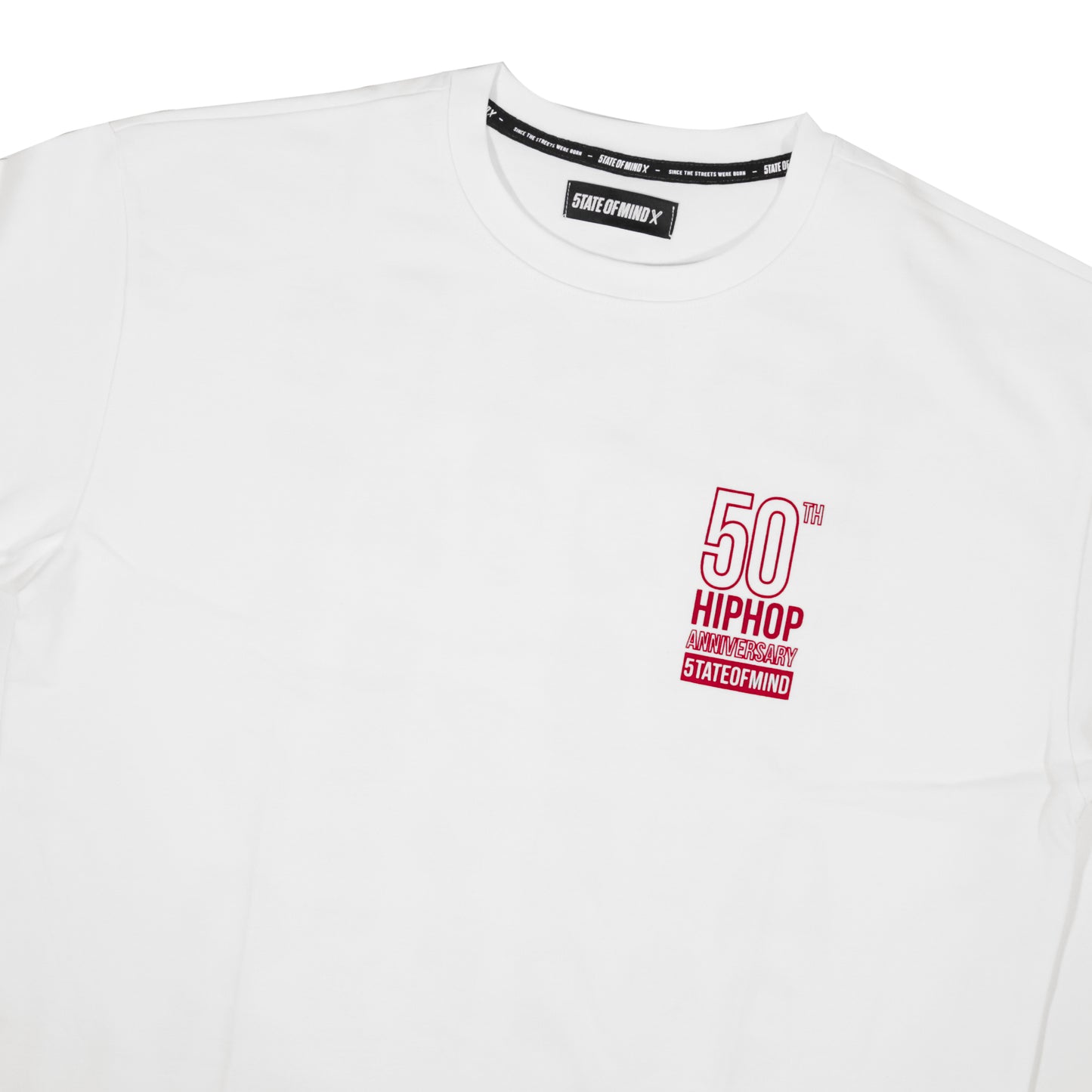 " 5OM HIP HOP ANNIVERSARY " T-Shirt Bianca Rossa