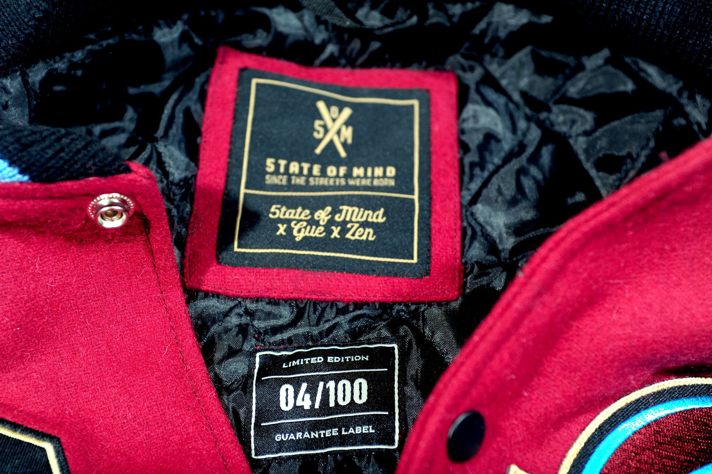"5OM X GUE' X ZEN" <br /> varsity jacket