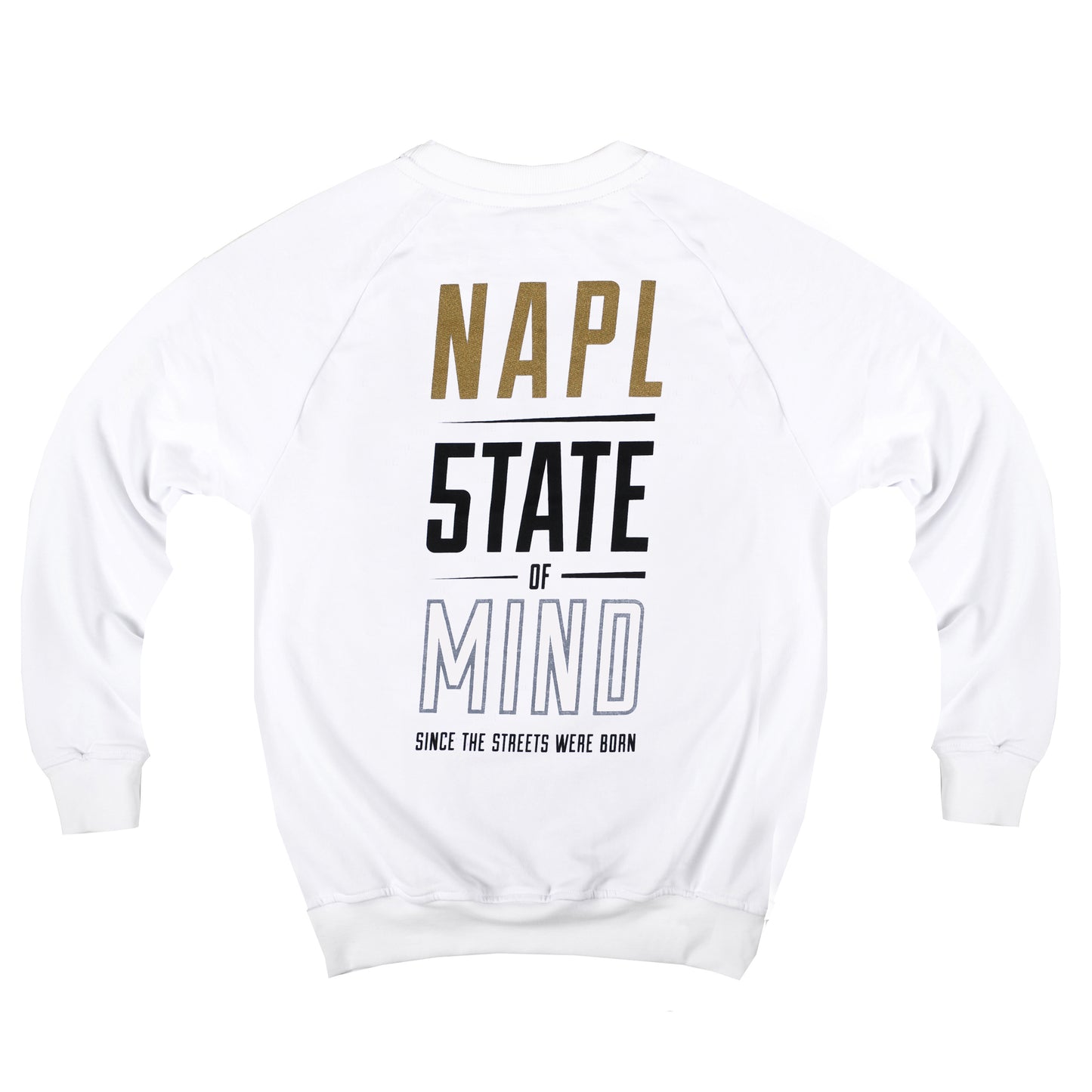 "NAPL CELEBRATION" gold & reflective white sweatshirt
