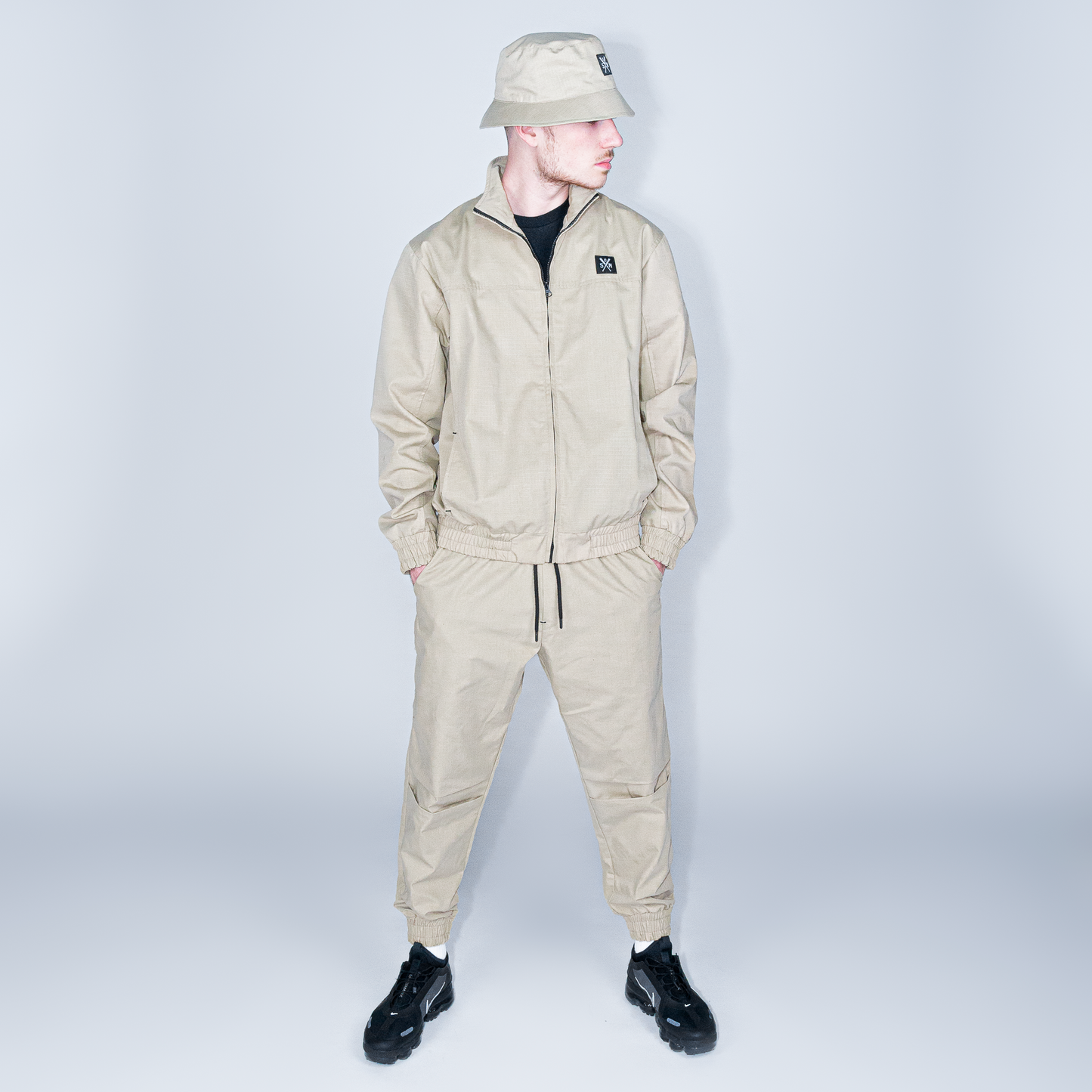 "RETROFUTURE" Track jacket ripstop sand