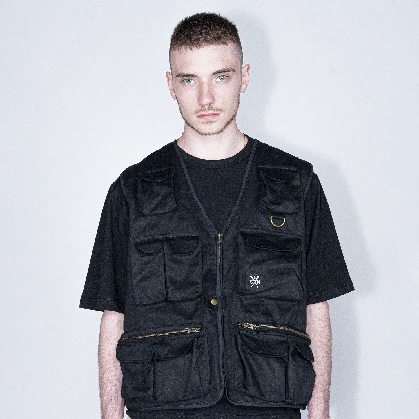 "RETROFUTURE" Fisherman Vest black twill