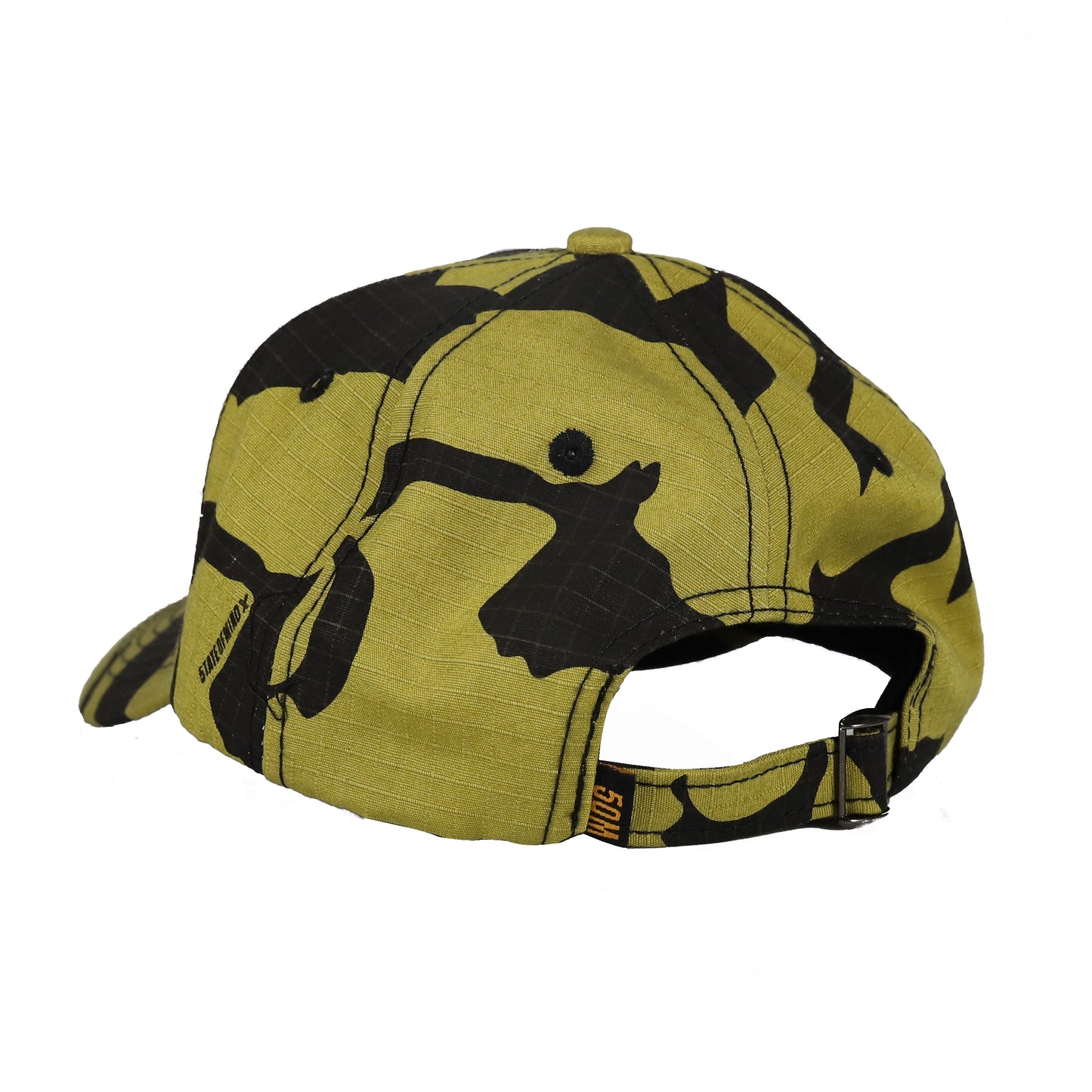 "RETROFUTURE" curved visor hat camo acid green ripstop