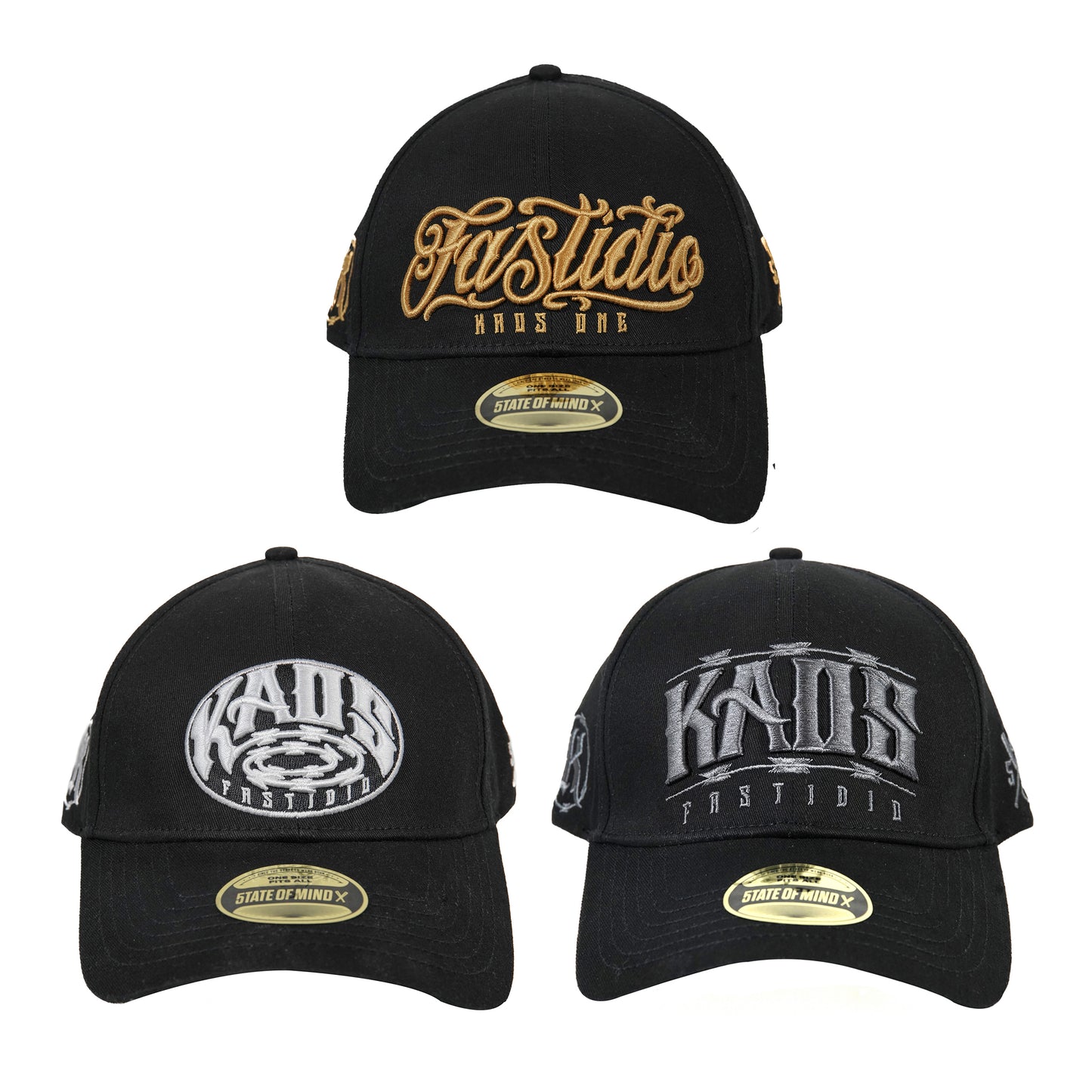 " 5OM x KAOS x FASTIDIO " Pack 3 Curved Visor Cap