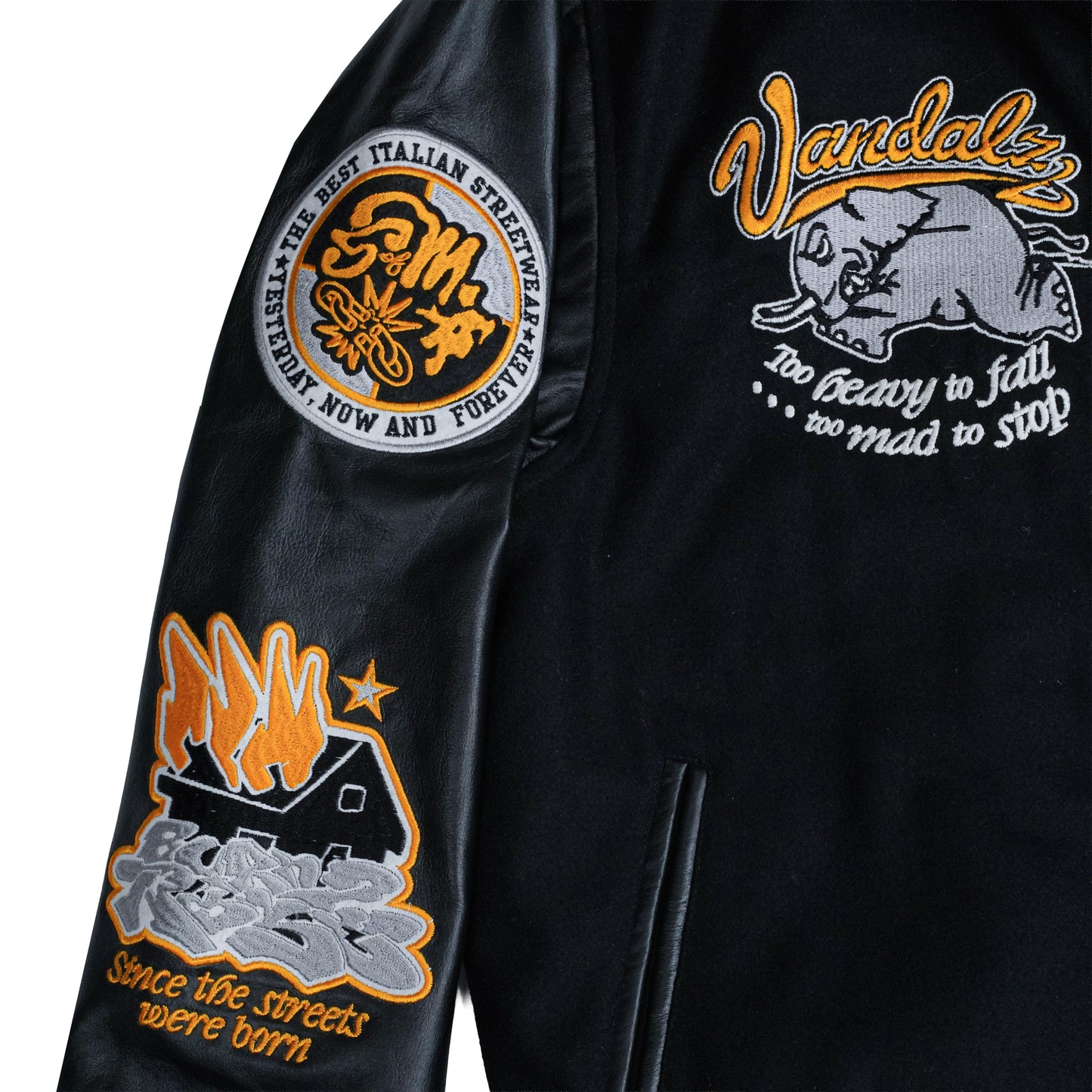 "VANDALZ" Varsity Jacket Black