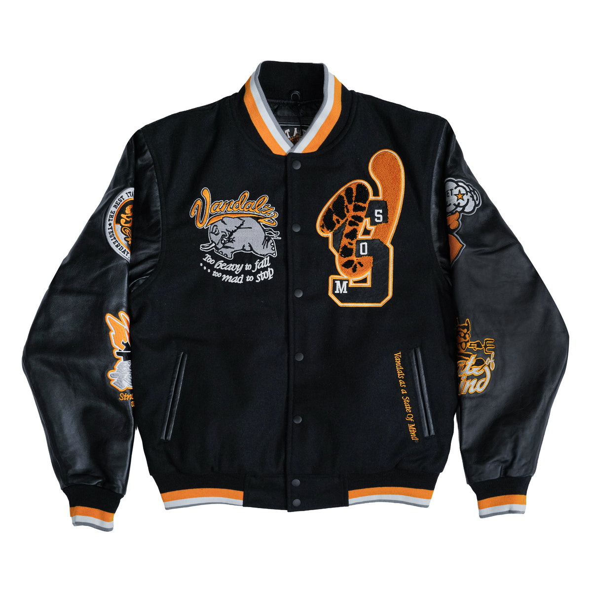 "VANDALZ" Varsity Jacket Black