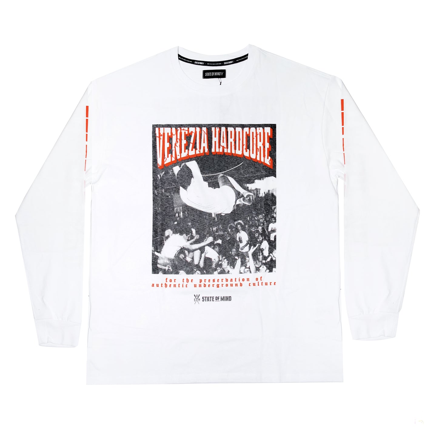 "5OM X VENEZIA HARDCORE" LS T-Shirt White