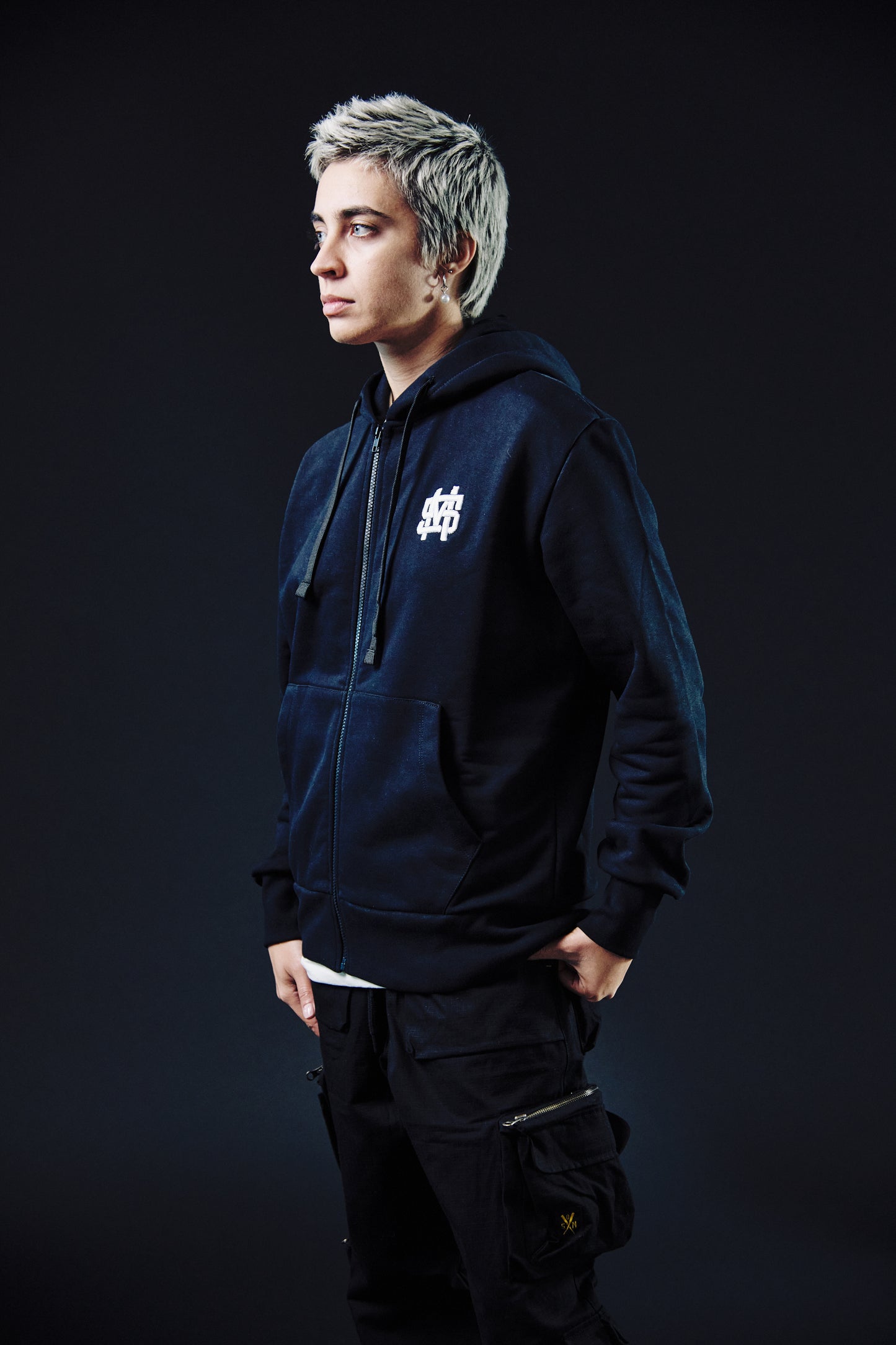 "MONOGRAM" Hoodie Zip Black