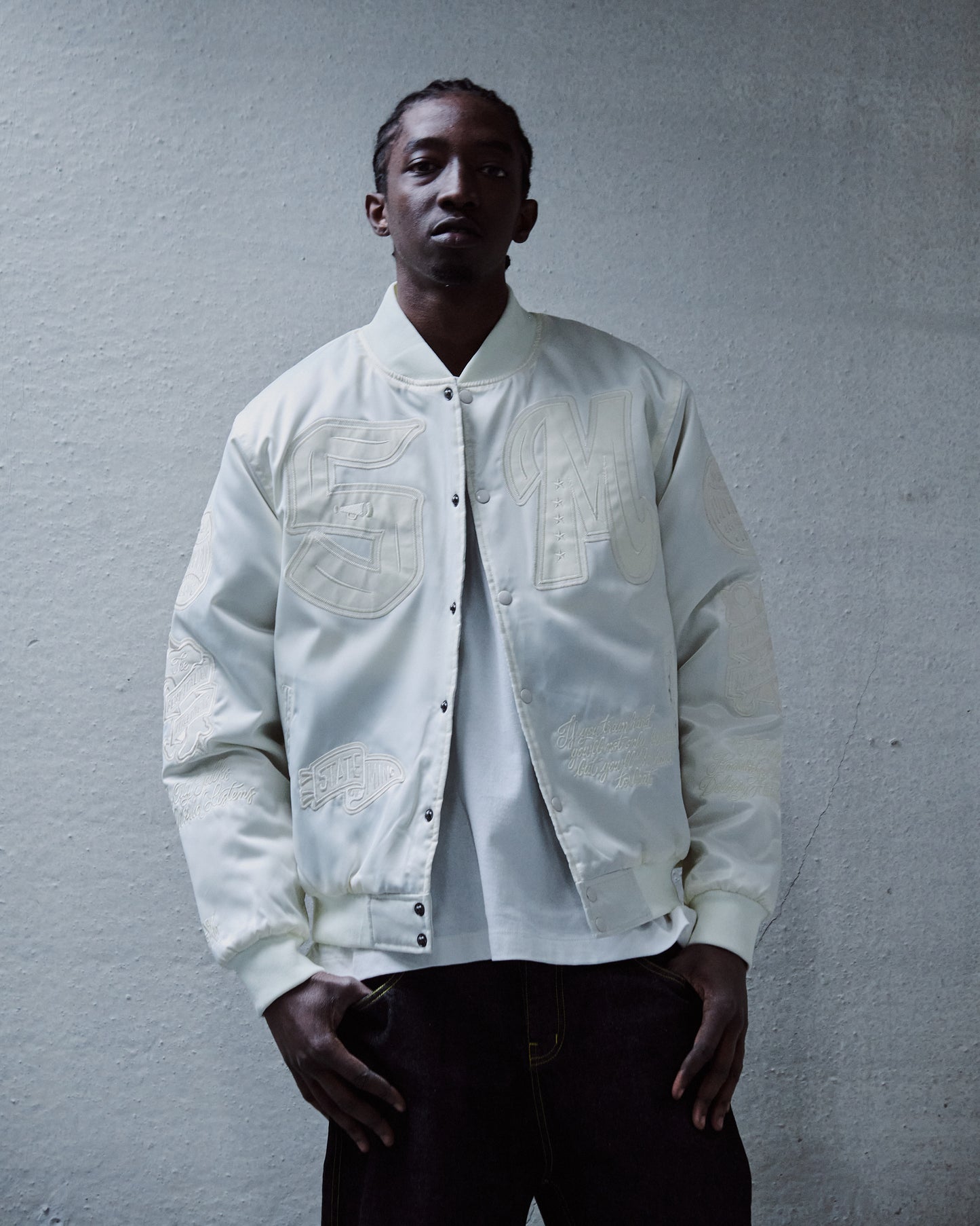 "LONE WOLVES" Bomber White
