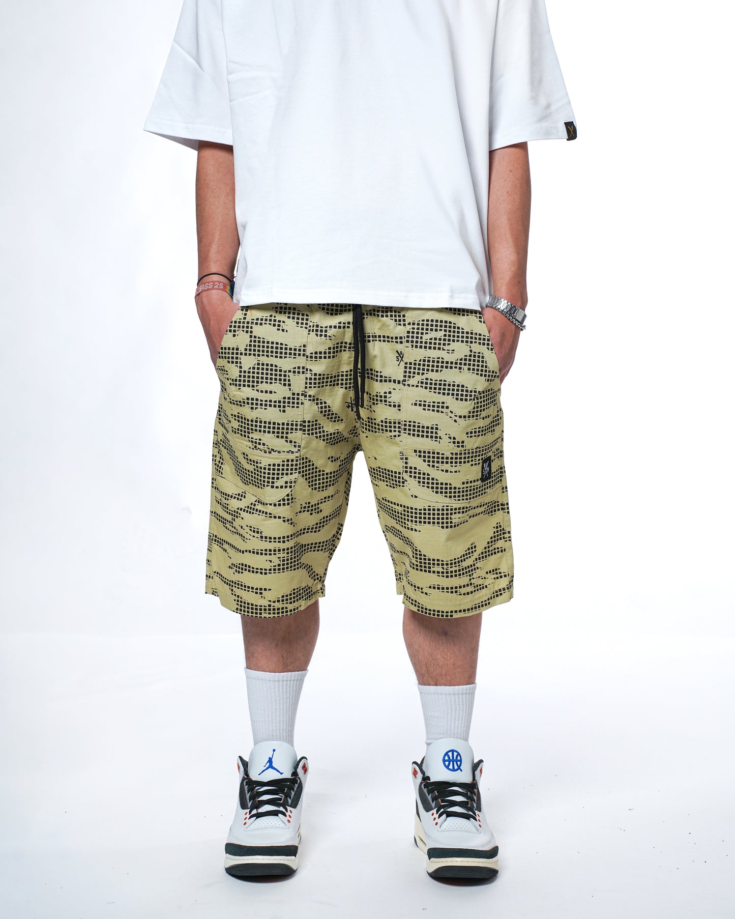 "RETROFUTURE" black cargo shorts