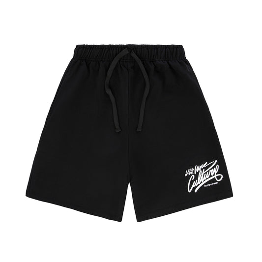 "LESS HYPE MORE CULTURE" Shorts Black