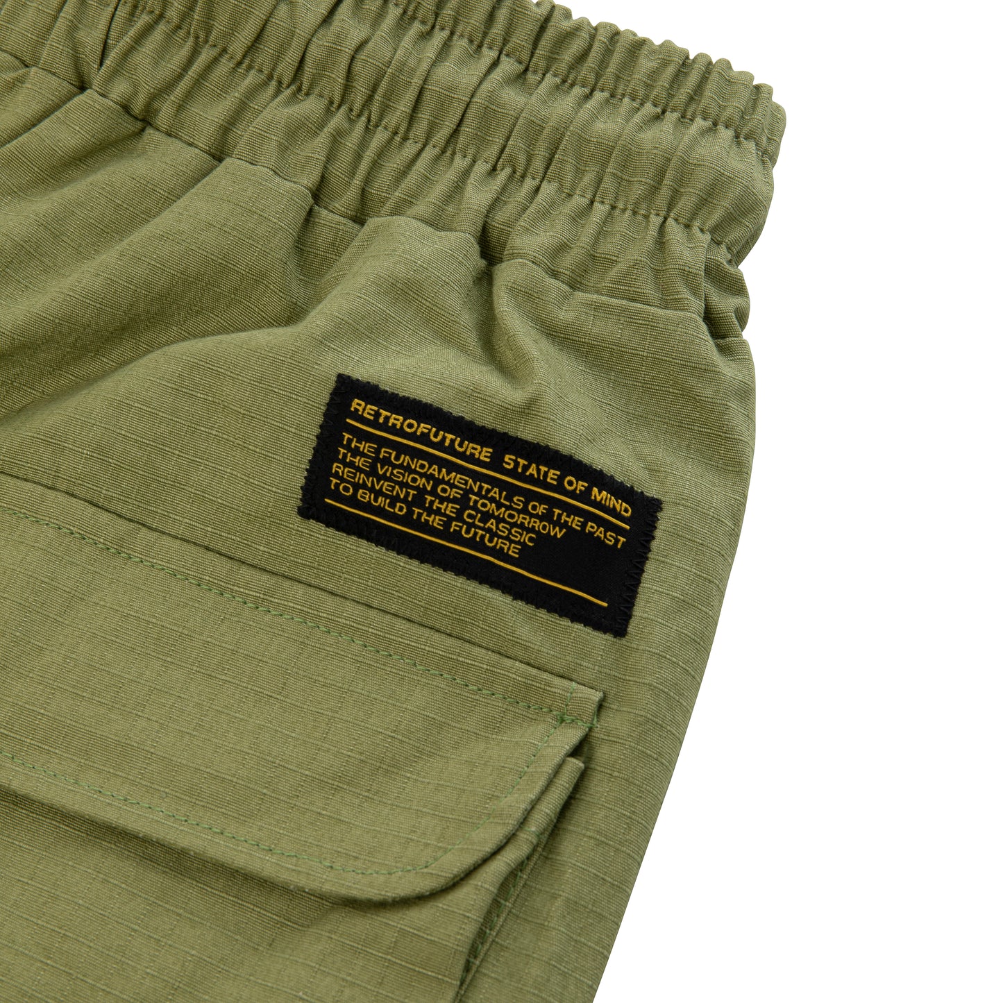 "RETROFUTURE" black cargo shorts
