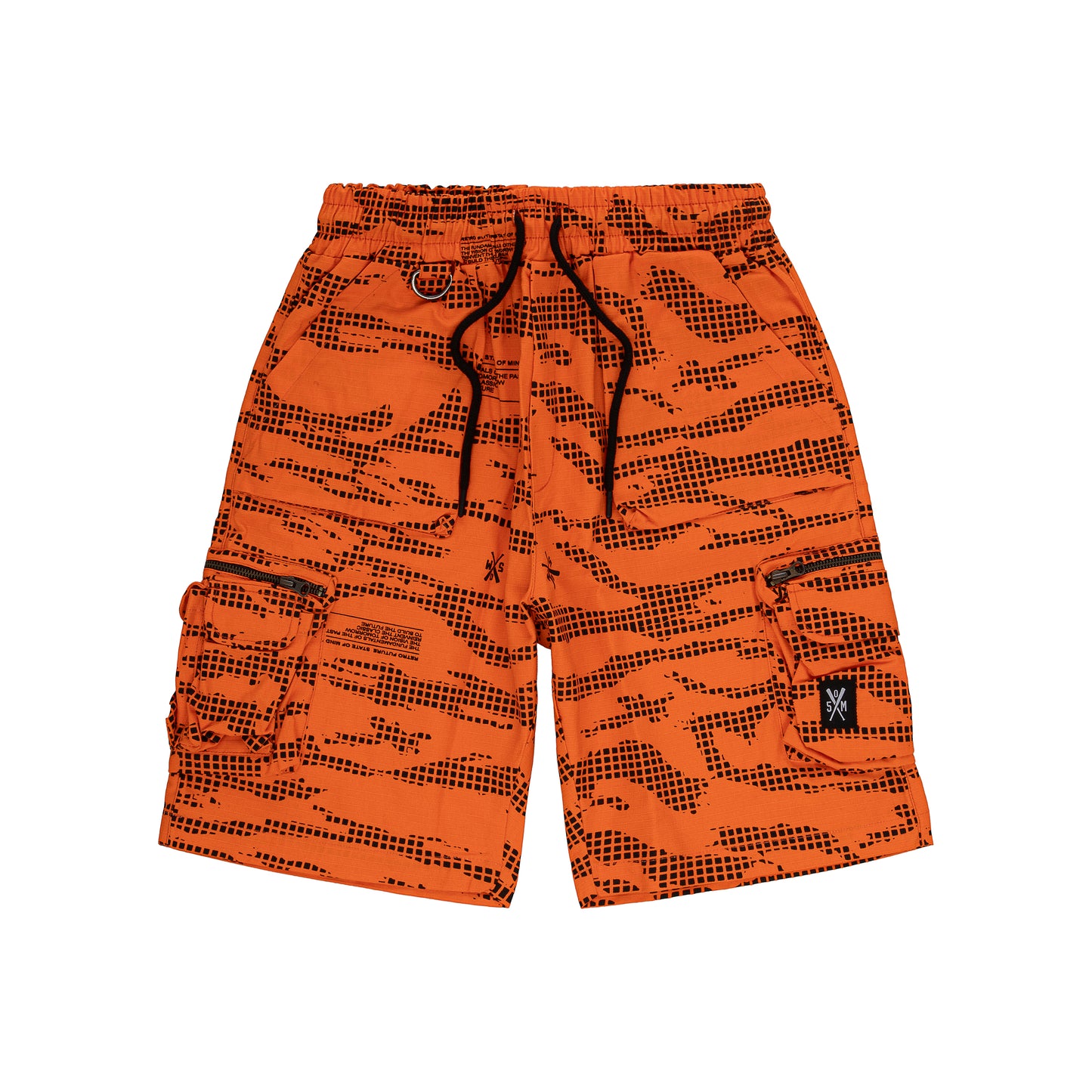 "RETROFUTURE" black cargo shorts