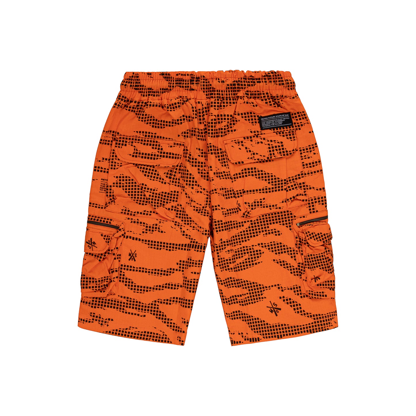 "RETROFUTURE" black cargo shorts