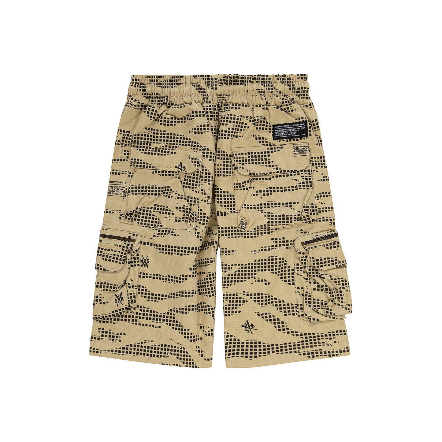 "RETROFUTURE" black cargo shorts