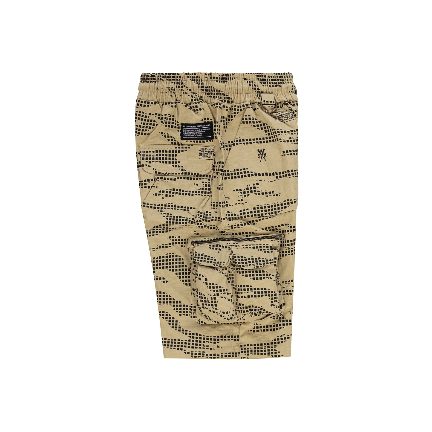 "RETROFUTURE" black cargo shorts