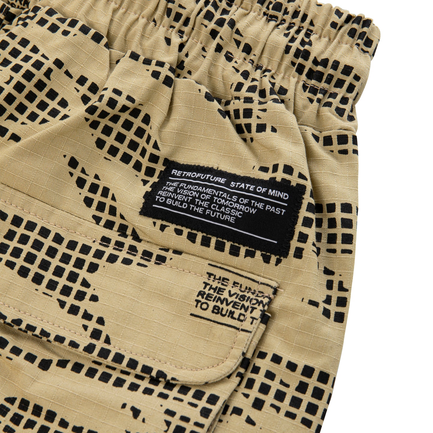 "RETROFUTURE" black cargo shorts