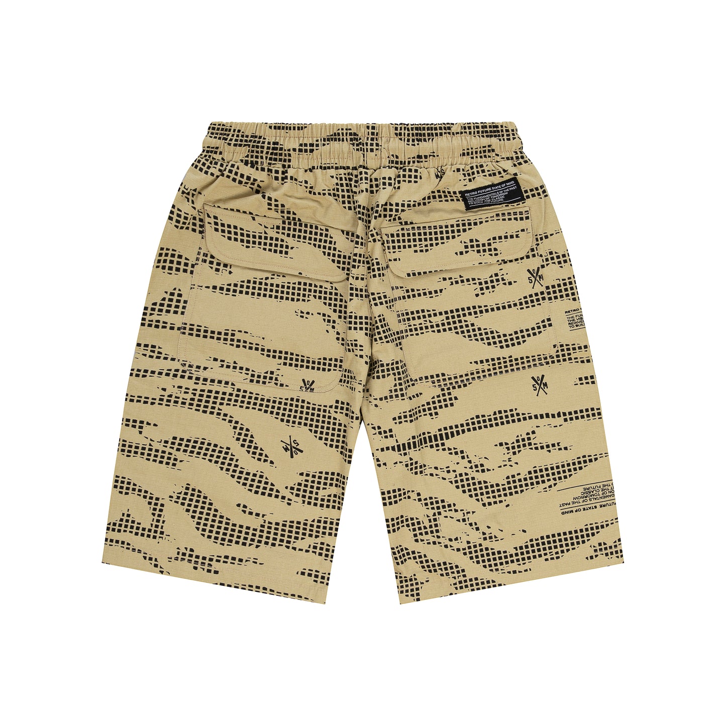 "RETROFUTURE" black cargo shorts