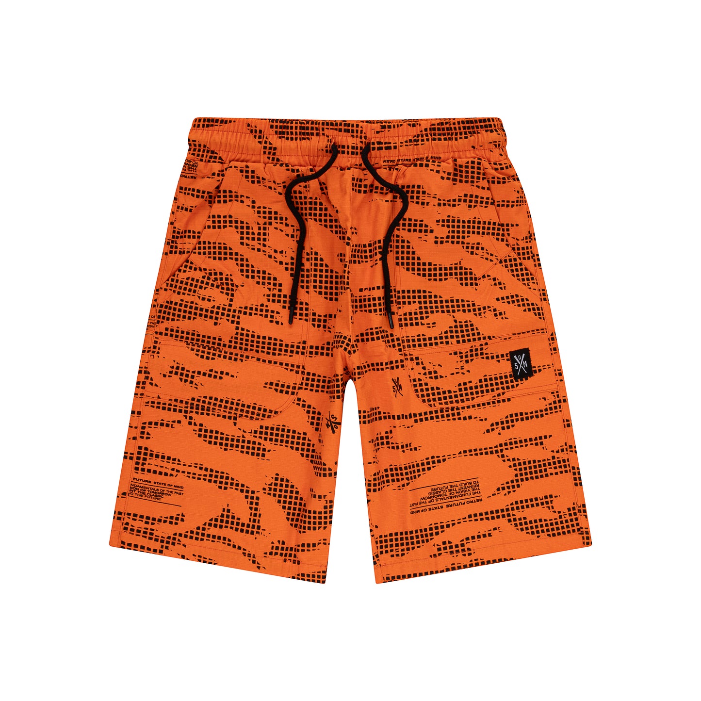 "RETROFUTURE" black cargo shorts