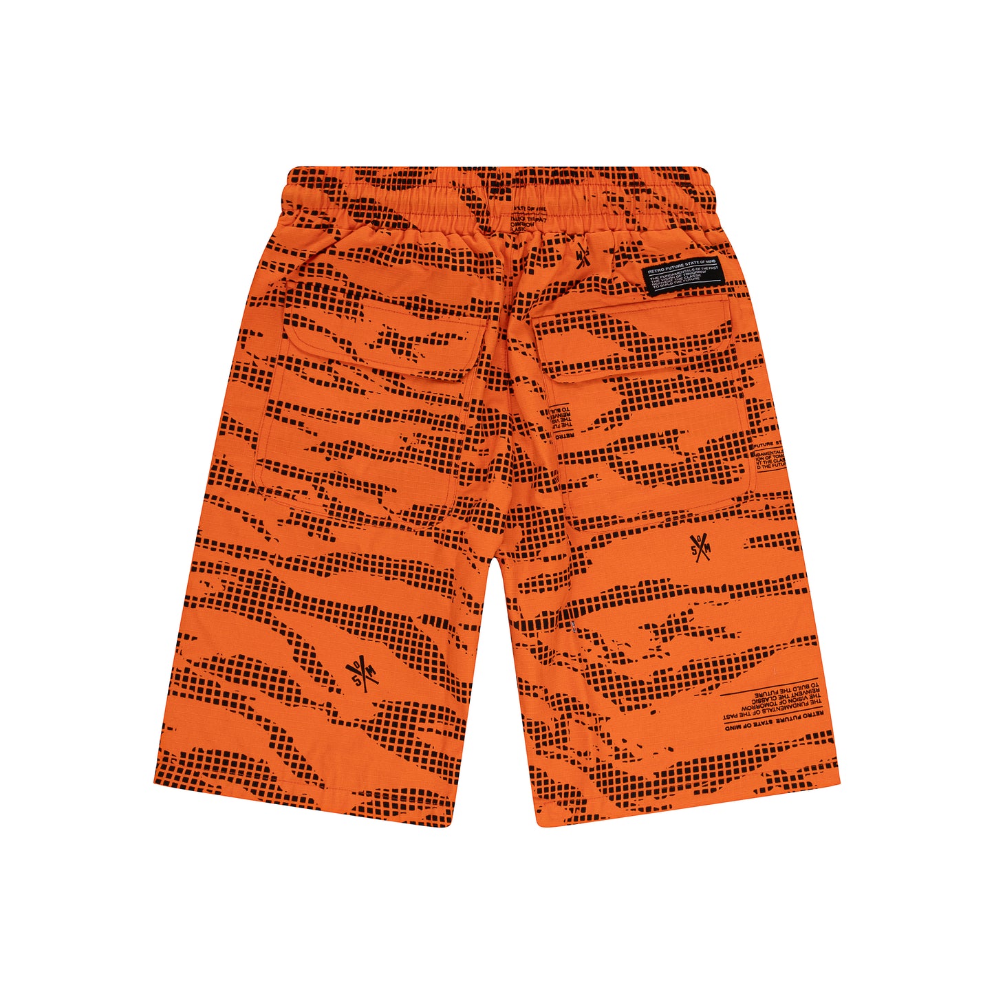 "RETROFUTURE" black cargo shorts