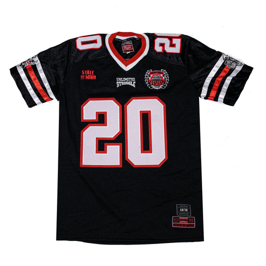 " 5OM x UNLIMITED STRUGGLE " Numbered Football Jersey Black