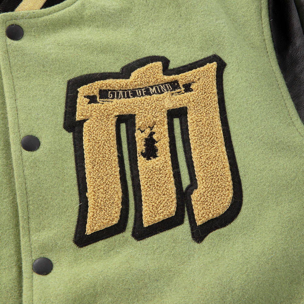 " 5OMZILLA " Varsity Jacket Military Green
