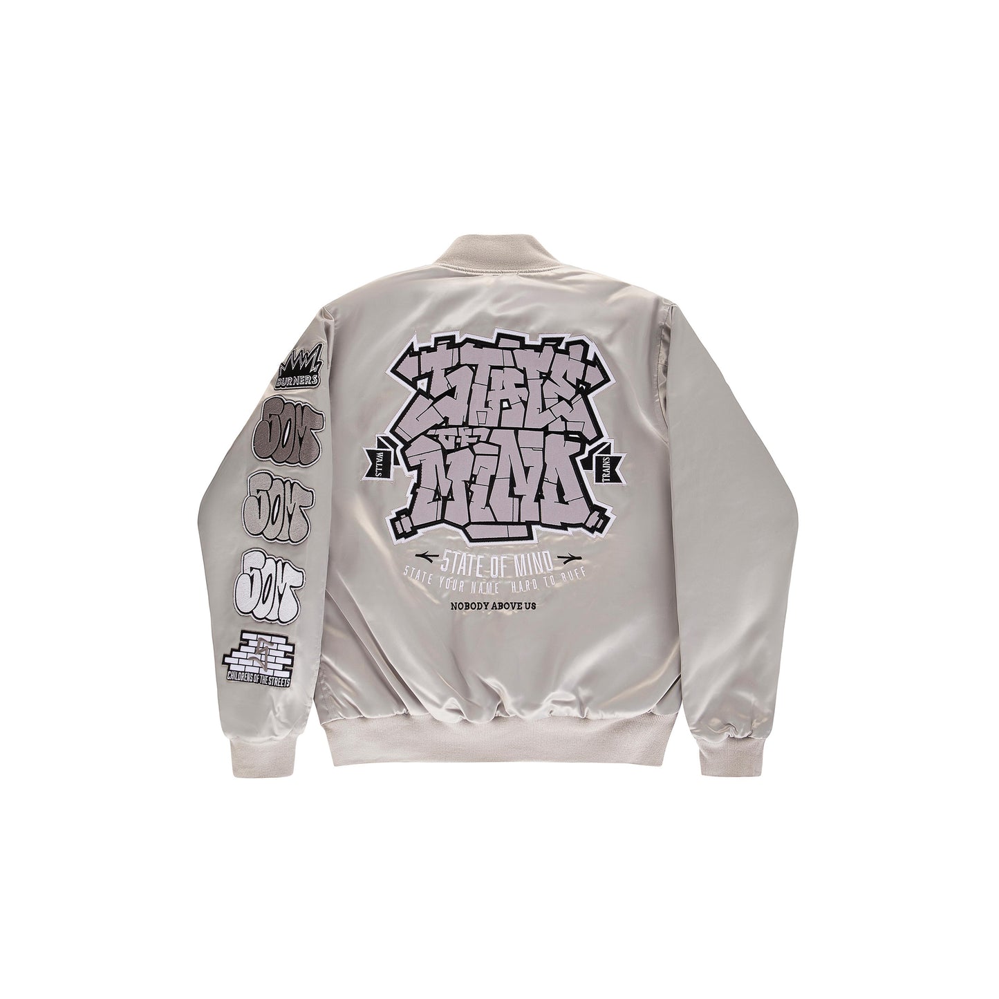 " GRAFFITI " Patch Bomber Jacket Grey