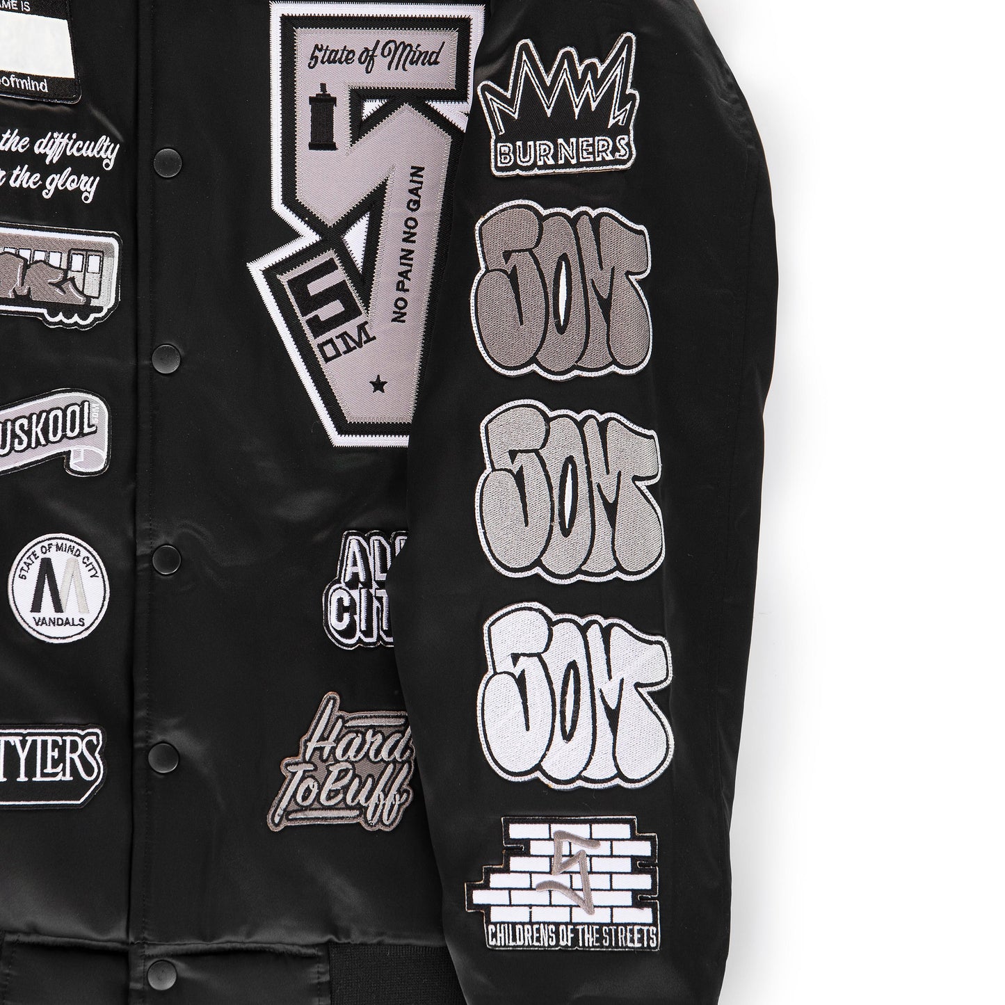 " GRAFFITI " Patch Bomber Jacket Black