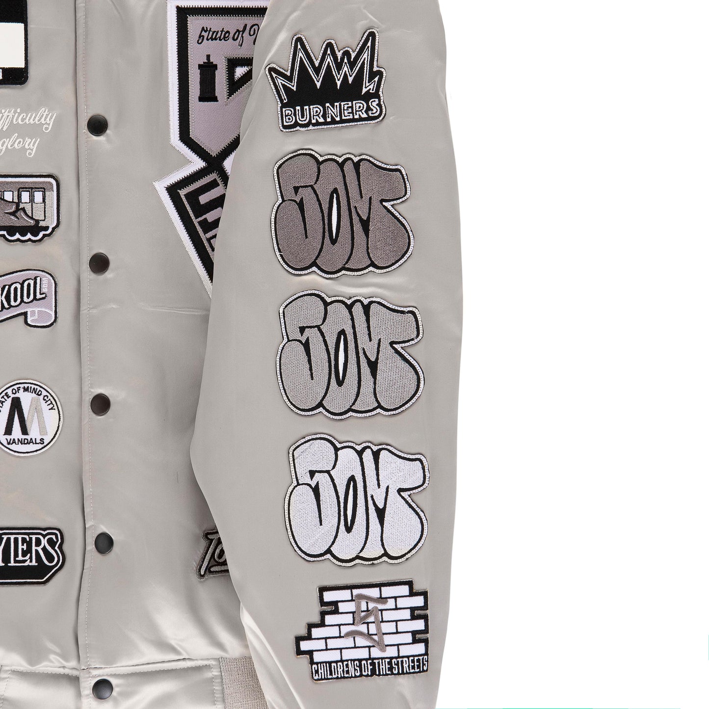 " GRAFFITI " Patch Bomber Jacket Grey