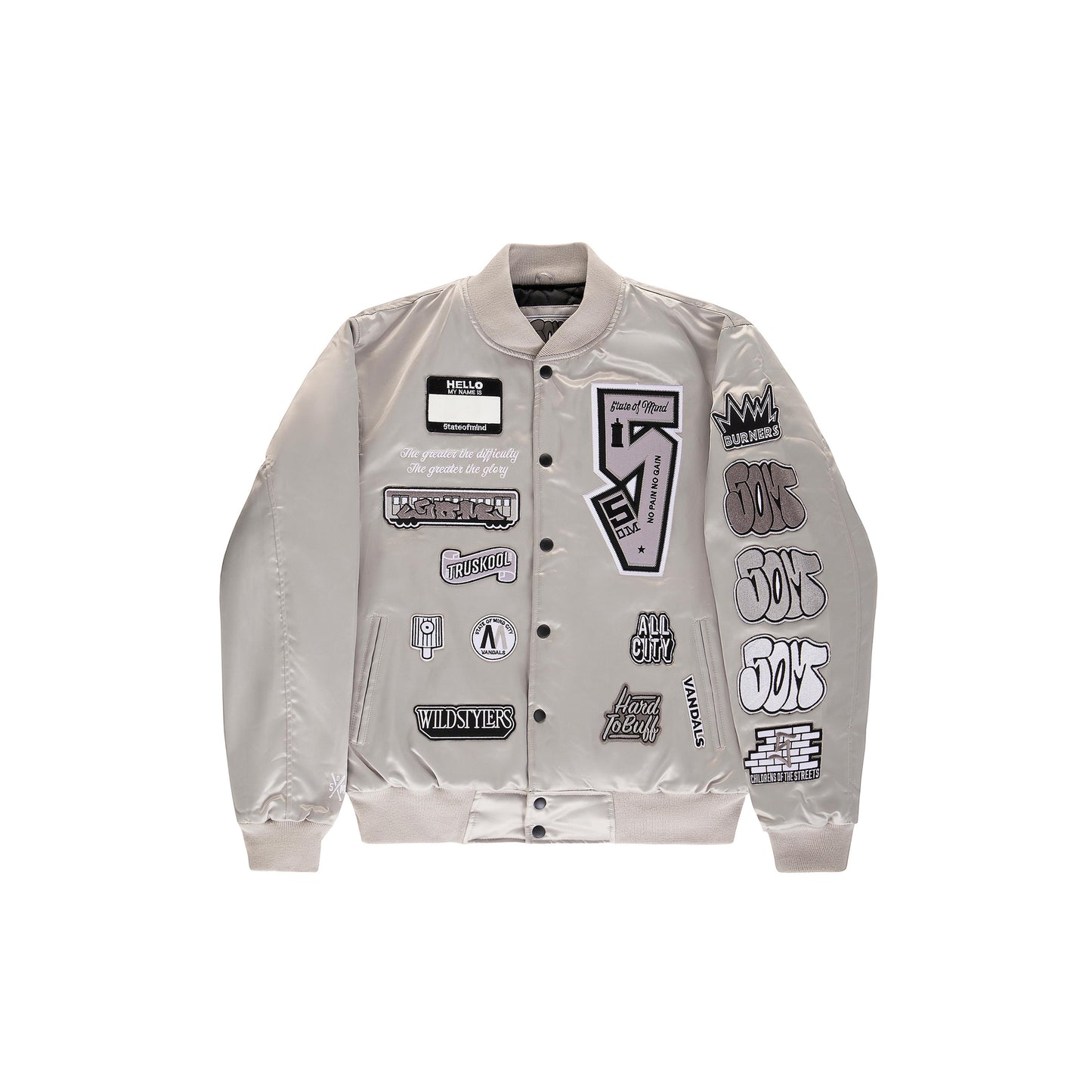 " GRAFFITI " Patch Bomber Jacket Grey