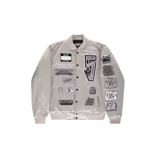 " GRAFFITI " Patch Bomber Jacket Grey