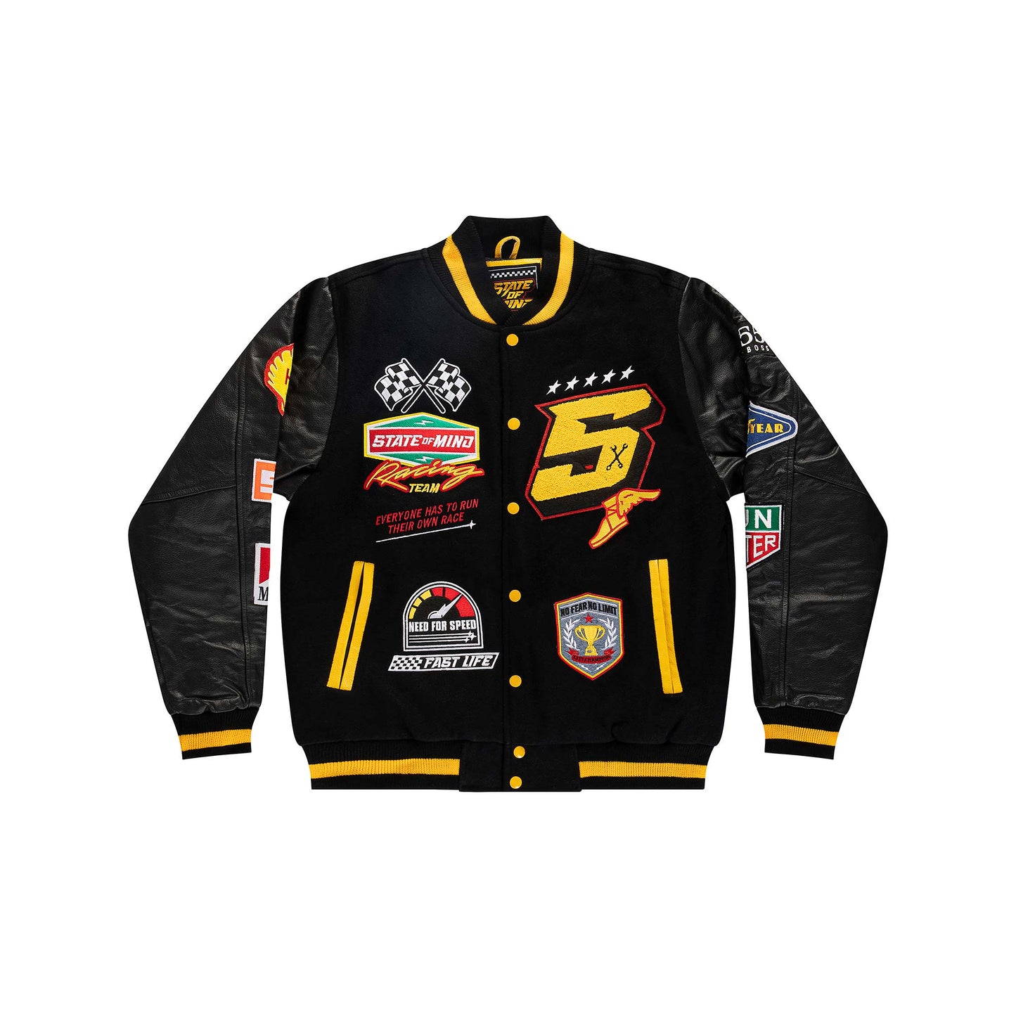 "5OM RACING" Varsity Jacket Black